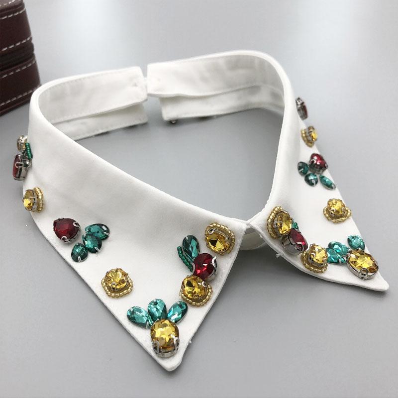 Beading Fake Collar Women Elegant Diamond Detachable Collars for Woman False Shawl Shoulder Wrap Lapel False Collars Woman Tie