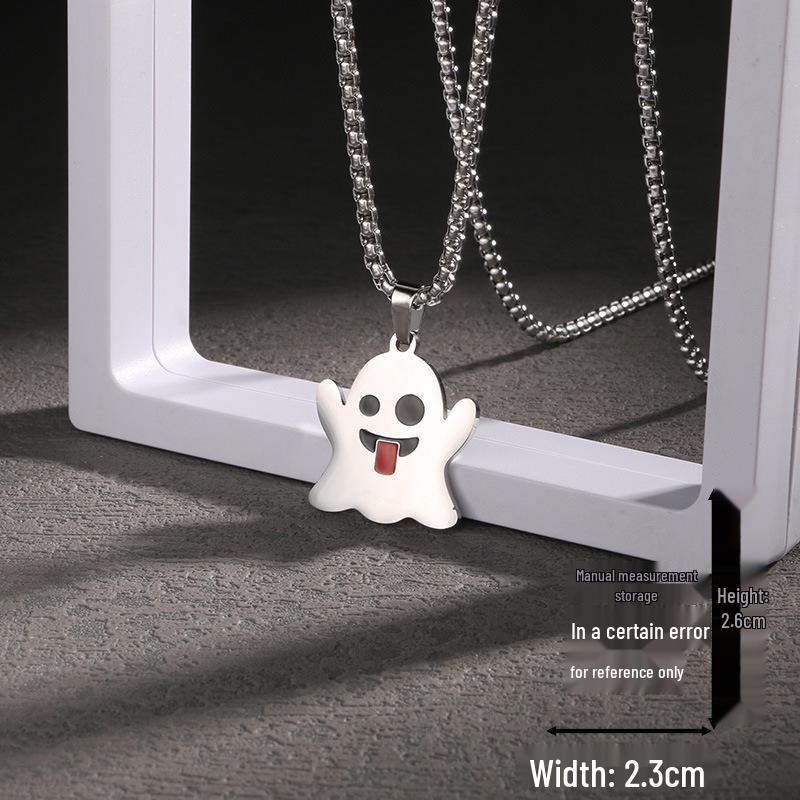 Little Monster Ghost Necklace - Cute Halloween Pendant for Hip Hop Street Style