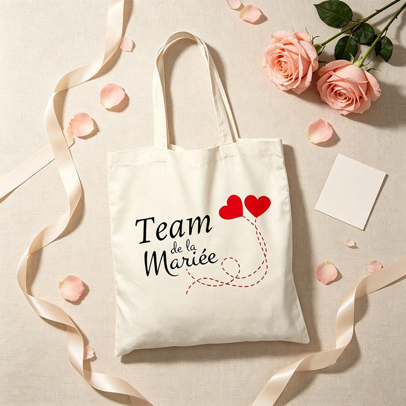 French Bridal Team Canvas Tote Bag - Wedding Party Favor