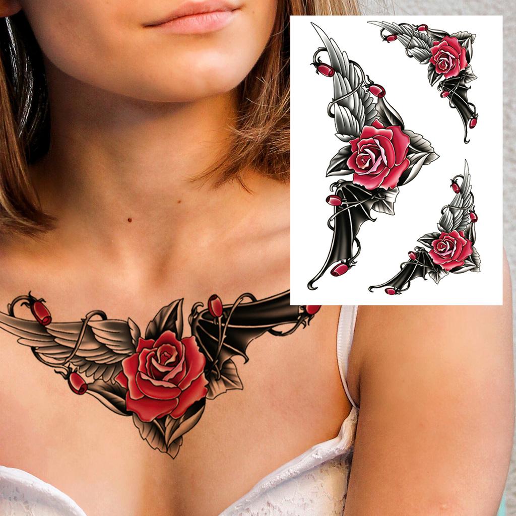 Sexy Tiger Flower Temporary Tattoo For Women Girl Skull Leopard Lion Tattoos Sticker Black Fake Tribal Animal Large Wasit Tattos