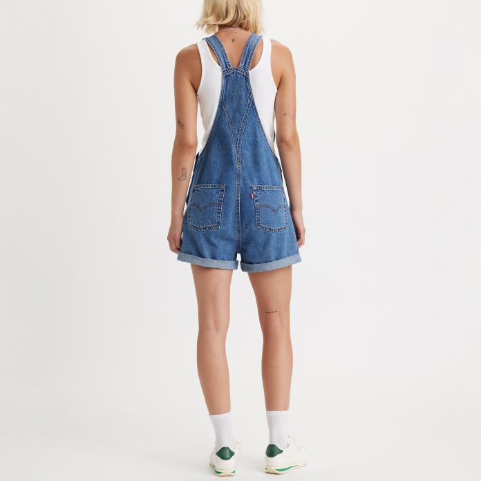 Levis Solid Color Straight Leg Simple Denim Overalls Women Shorts Blue 52333-0046