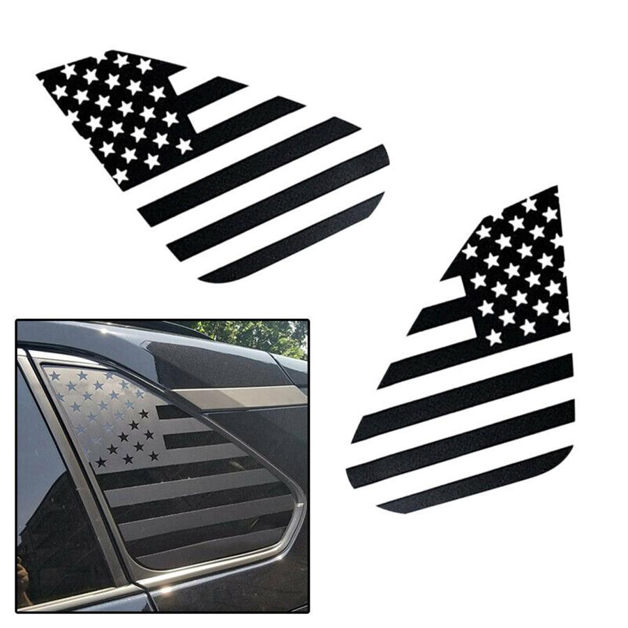 2x Matte Black Rear Window Sticker USA Flag Graphic Decal For Toyota RAV4 19-21