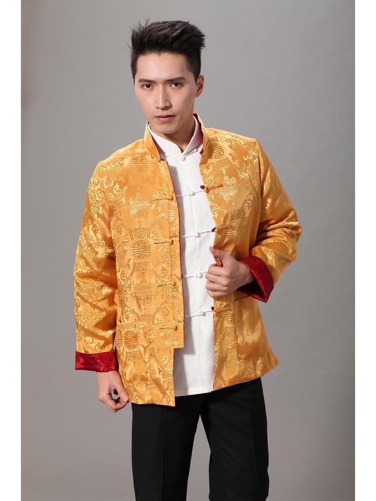 Men's Double-Sided Golden Tang Suit: Long-Sleeved Top for Spring/Autumn Photography