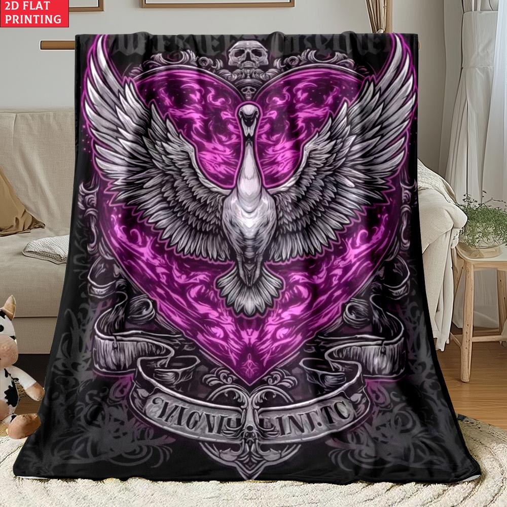 Blessed Gothic Angel Skull Flannel Blanket,Religious Print Soft Throw Blanket, Cozy Warm Blanket for Sofa Bed Home Decor Gift