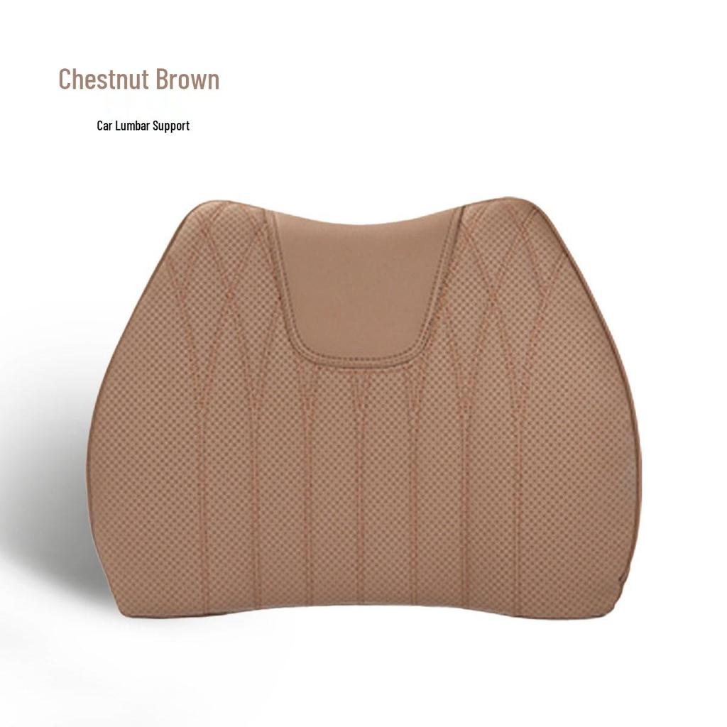 Poduszka lędźwiowa do samochodu ze skóry nappa - Uniwersalna poduszka na siedzenie z pianki memory na wszystkie pory roku