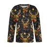 Women's Christmas Print Long Sleeve Knit Cardigan Sweater Button Front for Fall Winter