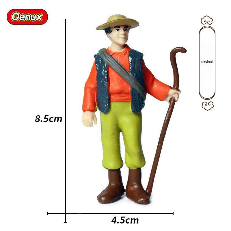 Plastic Farm Figures: Farmer, Woman, Ranch Worker, Police