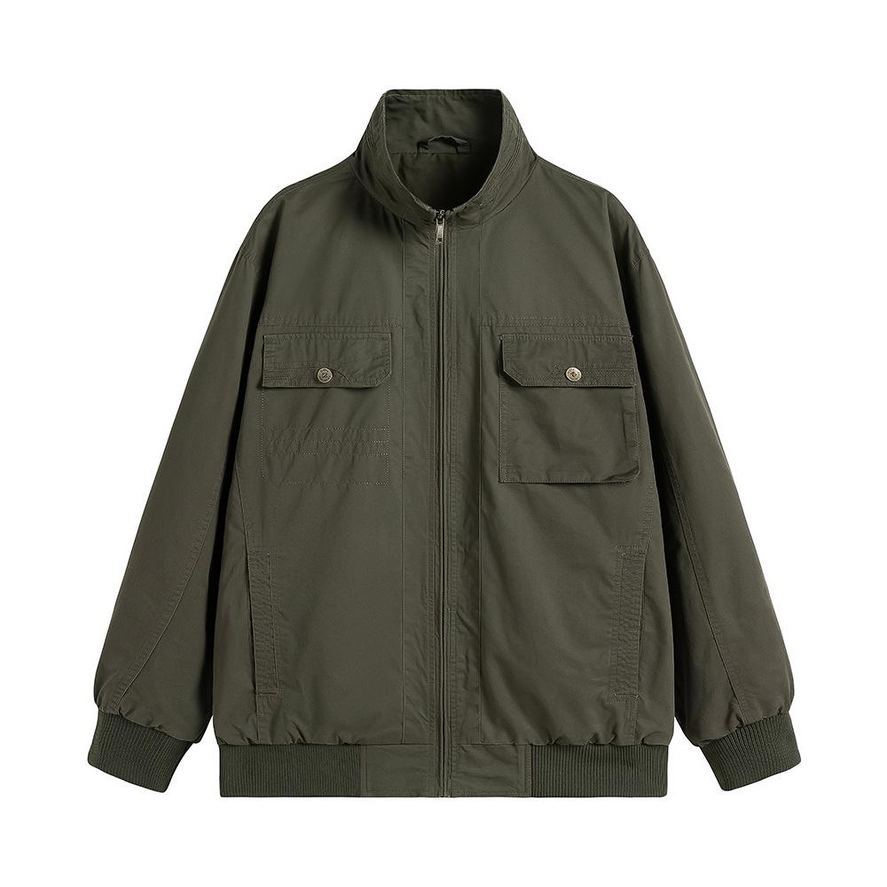 

Spring and Autumn American Style Workwear Thin Jacket Jacket Top Men s Stand Collar Simple and Personalized Outdoor High Street Versatile XXXXL