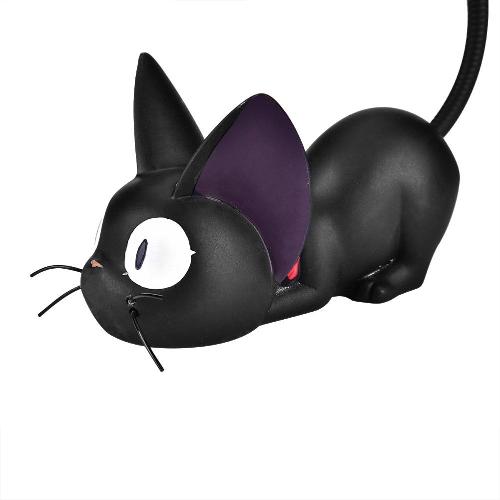 Cute Black Cat Night Light Resin Craft Desktop Lamp Room Table Decoration Gift (Black Eyes)