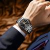 OLEVS All Stainless Stylish Men's Watch, Black, Popular, Quartz, Calendar, Waterproof, Steel, [Item]