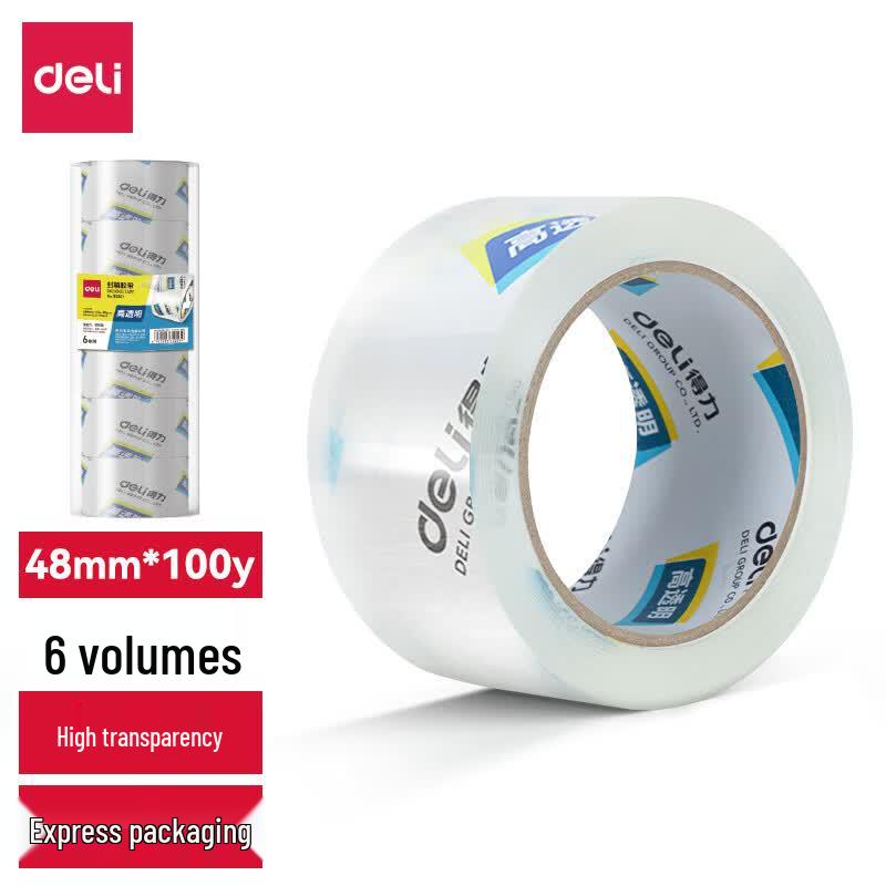 Deli High-Adhesion Transparent Packaging Tape 48mm*100y*50um