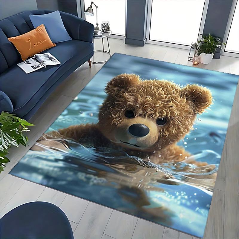 1pc Teddy Bear Office Chair Mat - Anime Cartoon Design, Non-Slip Carpet for Home and Office Decor, Suitable for All Seasons.C037