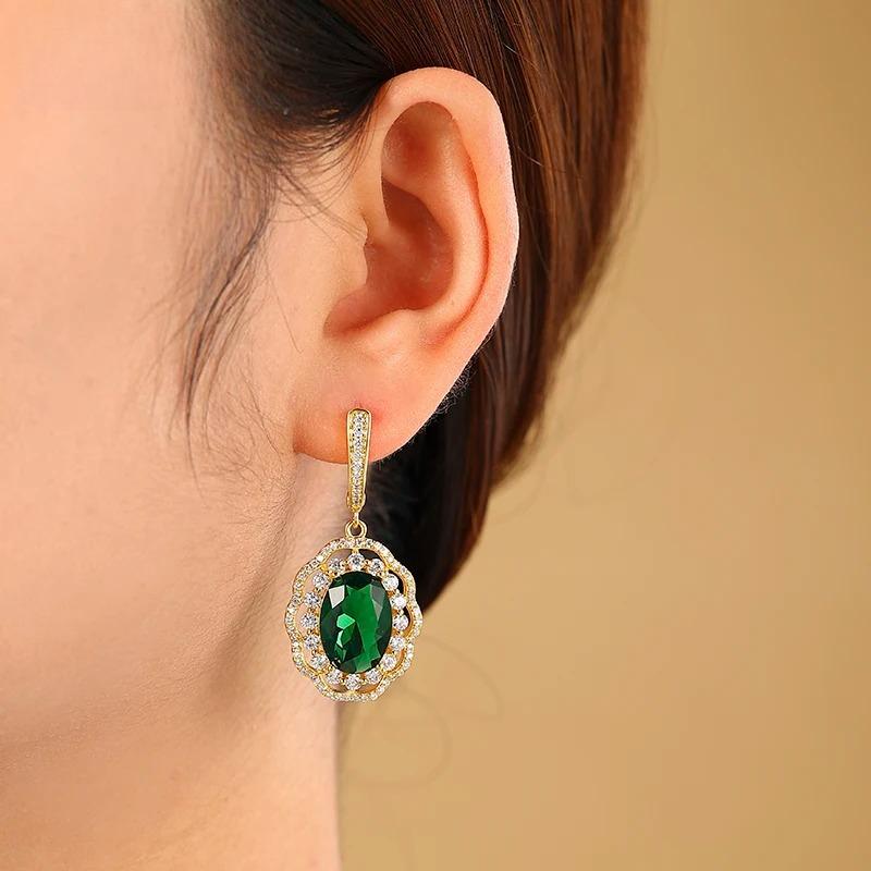 Elegant Princess Wedding Engagement Necklace hoop gold new in dangle Earrings for women Jewelry Sets rhinestones Color CZ