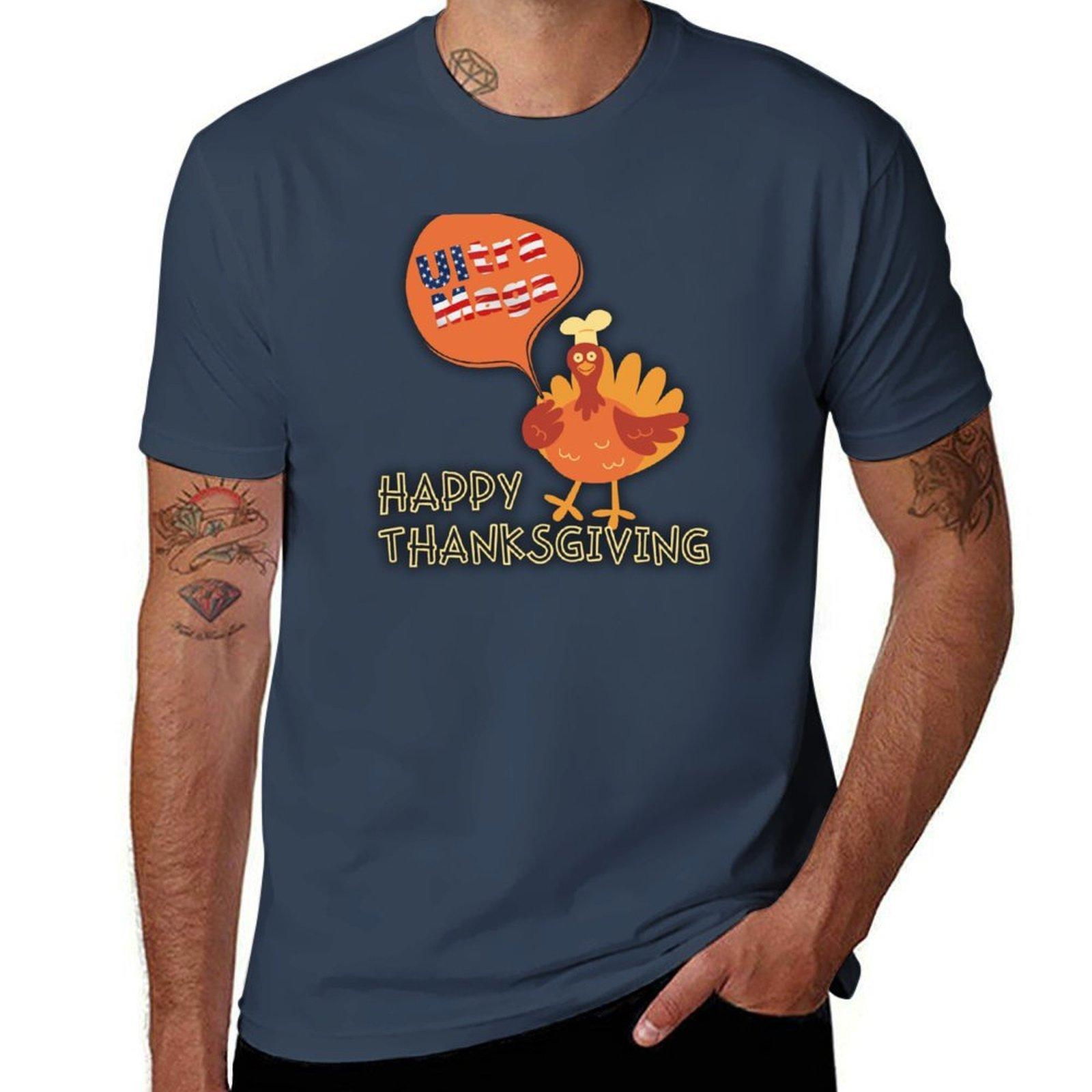 Happy Thanksgiving Ultra maga TShirt Casual Basic Short Sleeve TShirt S