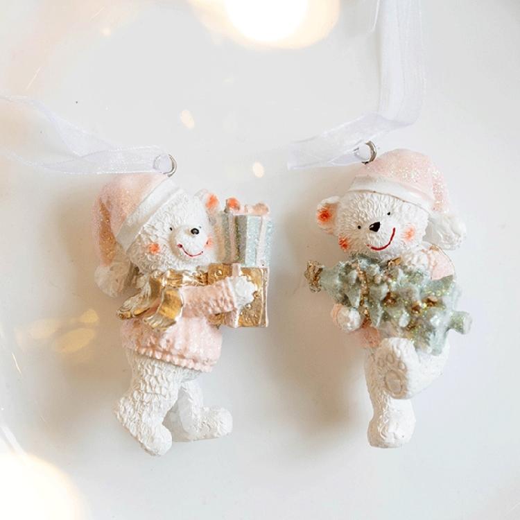 Multipurpose Christmas Couple Bear Resin Set for Lover Features Sturdy and Intricate Holiday Fashion Accessories