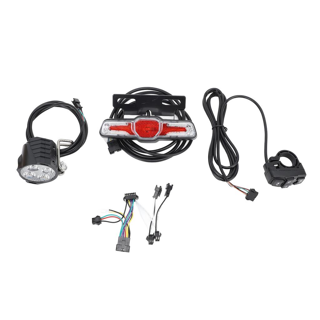 Electric Bike Light Kit High Visibility LED Headlight and Turn Signal Rear Light with Switch 24‑48V