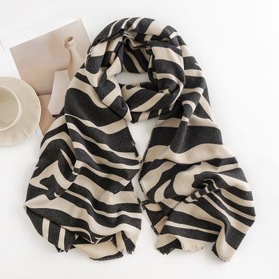 Zebra Pattern Winter Scarf Women's New Imitation Cashmere Scarf Warm and Cold Scarf Shawl