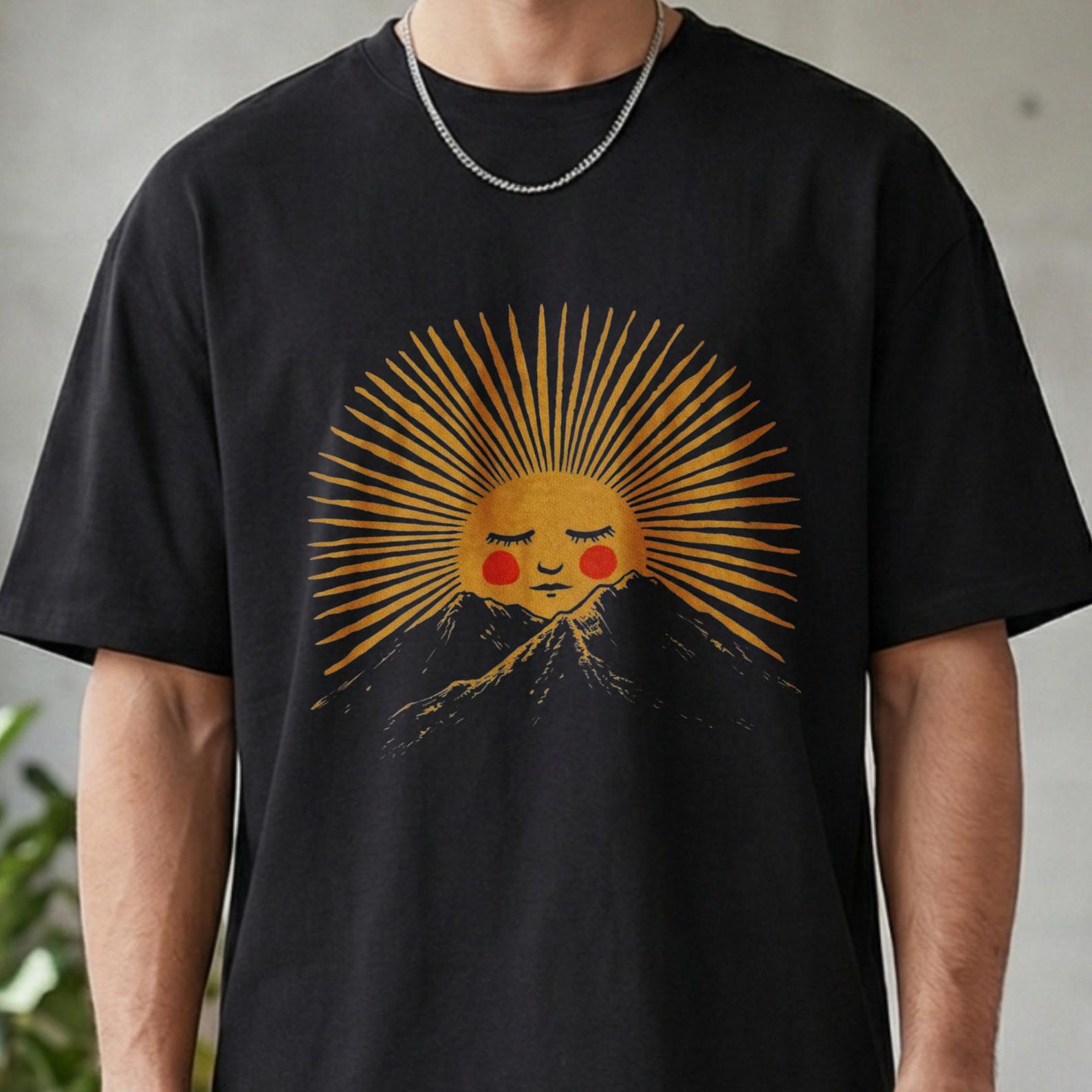 Boho Sun Mountain Tee, Retro Celestial Sunburst Graphic Shirt, Whimsical Nature Art Top for Earthy Bohemian Lovers, Comfort Colors Top 3XL