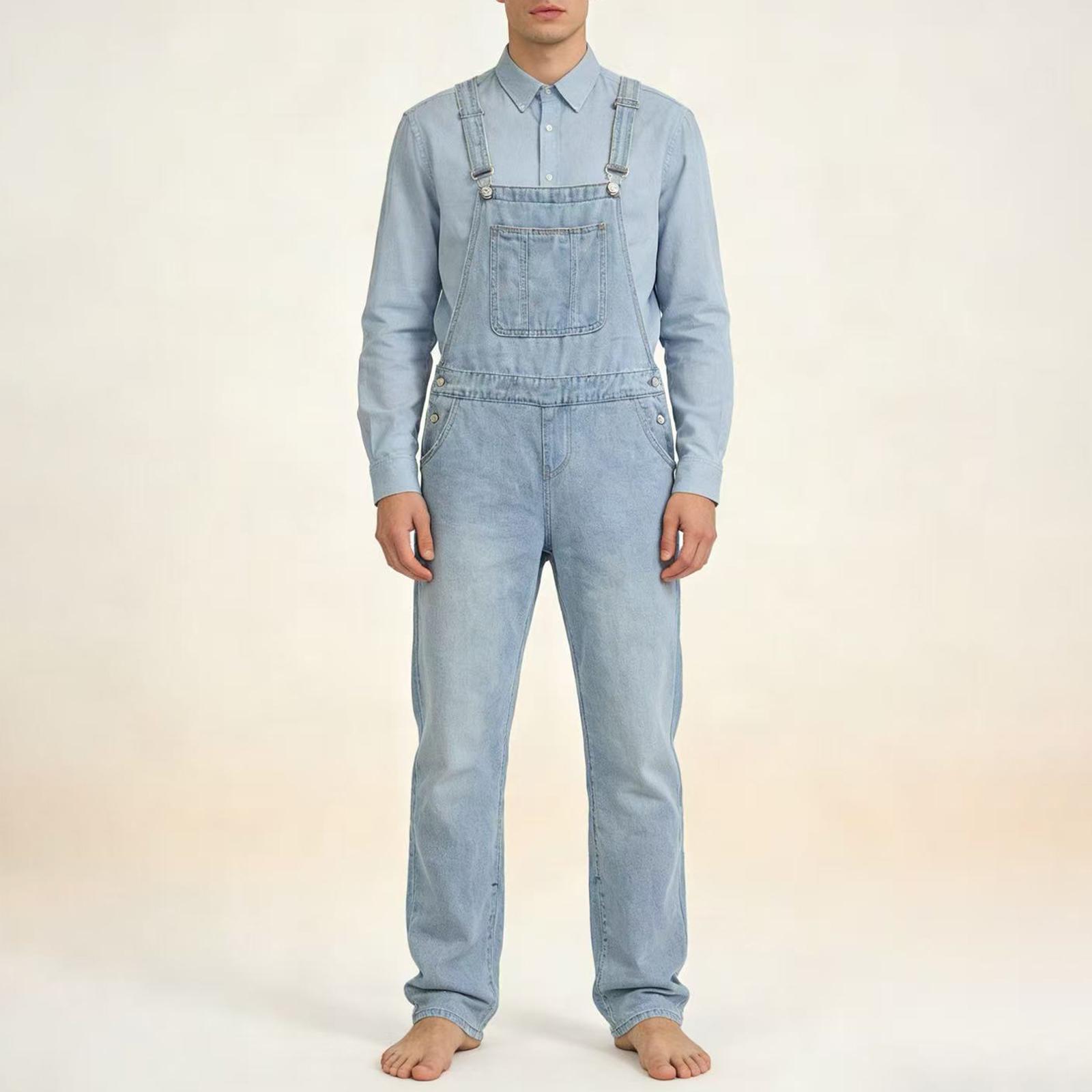 

MAN s Mid- Stretch Jeans Fashion Straight Leg Denim Pants With Pockets XXL