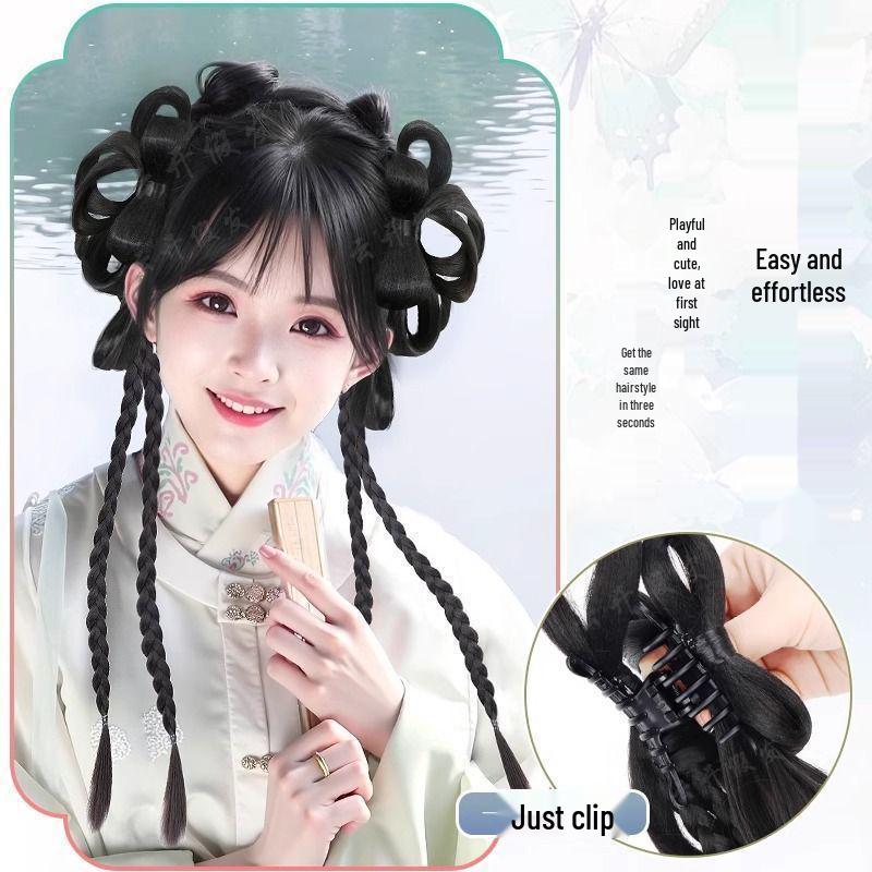 Women's Hanfu Style Updo Wig Clip – Ancient Costume Wig and Headpiece