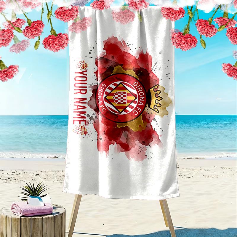 Girona F.C Print Beach Towel, Large Soft Quick Dry Towel for Beach Camping Swimming