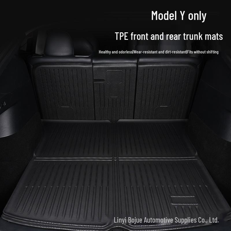 Tesla Model Y TPE Trunk Mat: Waterproof, Wear-Resistant, Easy to Clean Floor Protection