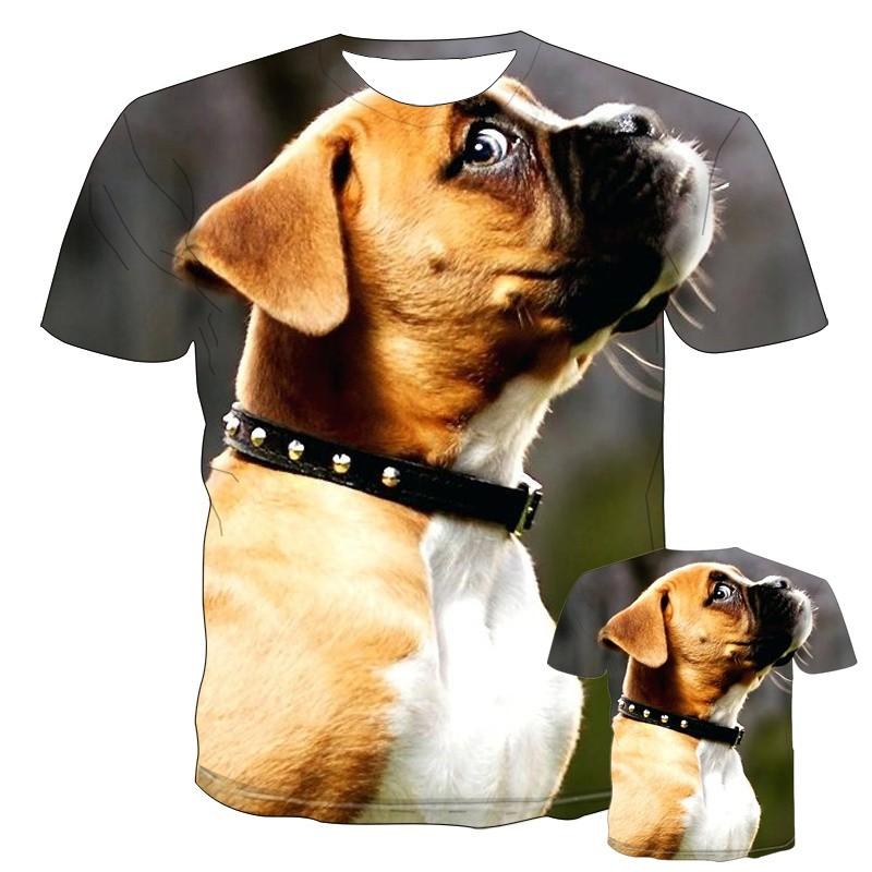 New Summer Fashion Cute Pet Dog Men's Printed T-shirt Street Harajuku Funny Handsome Round Neck Sports Quick-drying Top