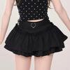 Herz-Schnalle Mehrlagiger Minirock Damen Rüschen Miniröck Kawaii Skort Y2K Japanischer Balletcore