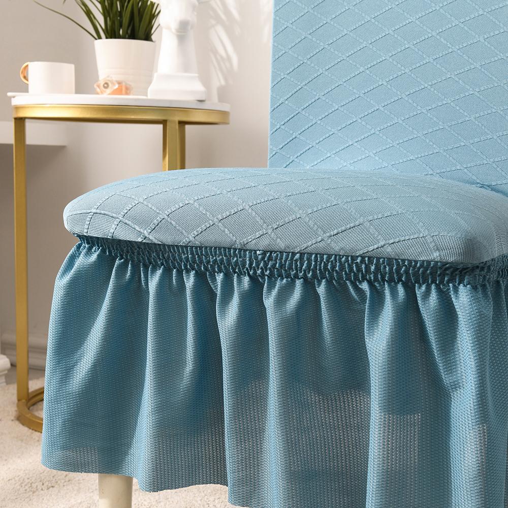 Elegant Jacquard Dining Chair Cover with Frill Skirt Super Stretch Spandex Thickened Anti-Wrinkle Stain Resistant Universal Fit