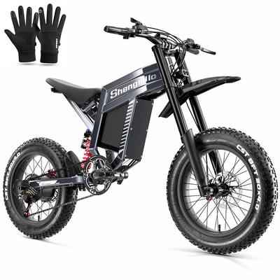 Electric Bicycle All Terrain Shengmilo S900 20" 1500W Motor Full Suspension Ebike For Adult 7 Speed Top Speed 65Km Max Load 150Kg Grey