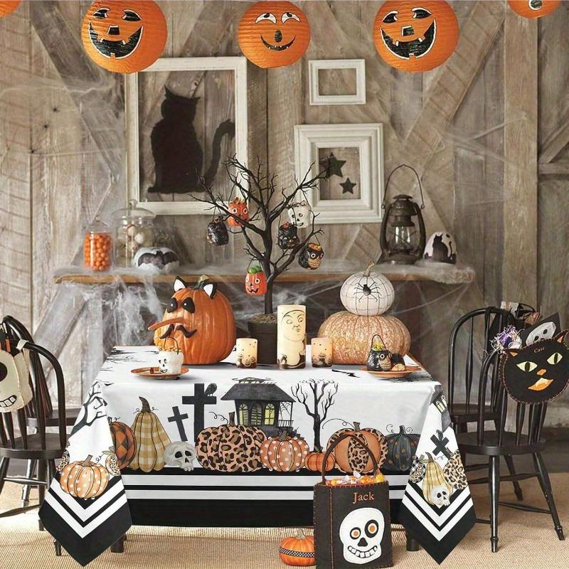 Halloween Pumpkin Rectangle Tablecloth for Tables Home Dining Waterproof Reusable Party Picnic Table Cloth Halloween Decorations