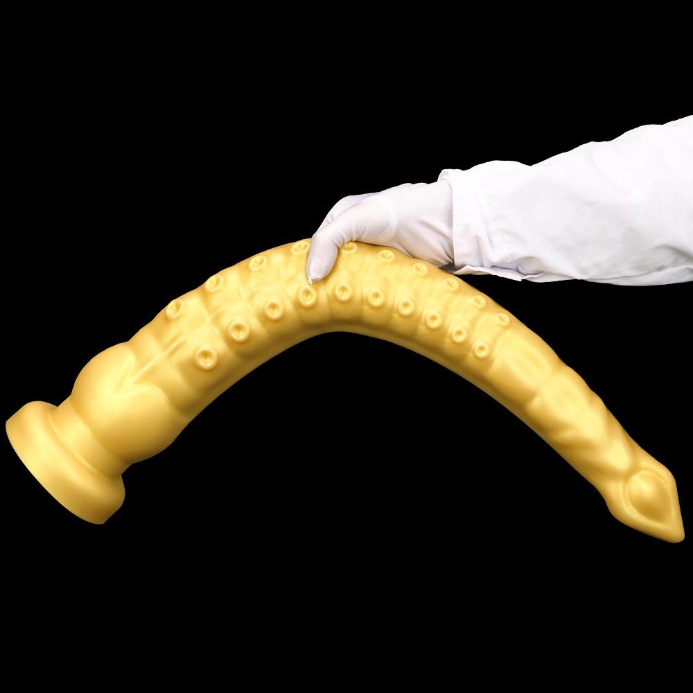 59cm Gold Silicone Extra Long Masturbator Gay Dildo Anal Plug Fisting Strap On Penis Sex Toy Big Dick Realistic Cock