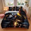 3pcs Samurai Flames Bedding Set Soft Polyester Down Comforter Cover and Pillowcases, Suitable for All Seasons, Practical Gifts for the Home 0729095