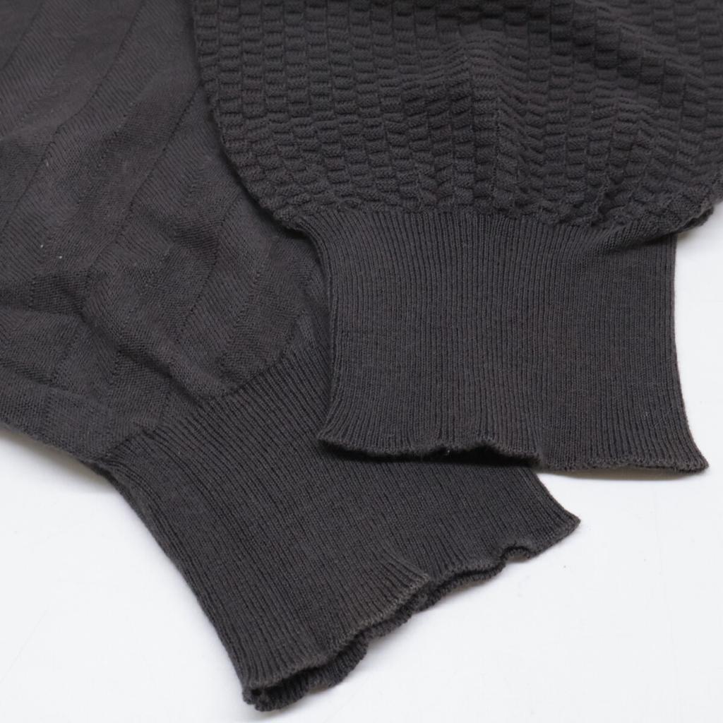 HERMES 20 Stainless Steel Gray Cotton Design Change Crew Neck Long Sleeve Knit Shirt tops S grayUsed