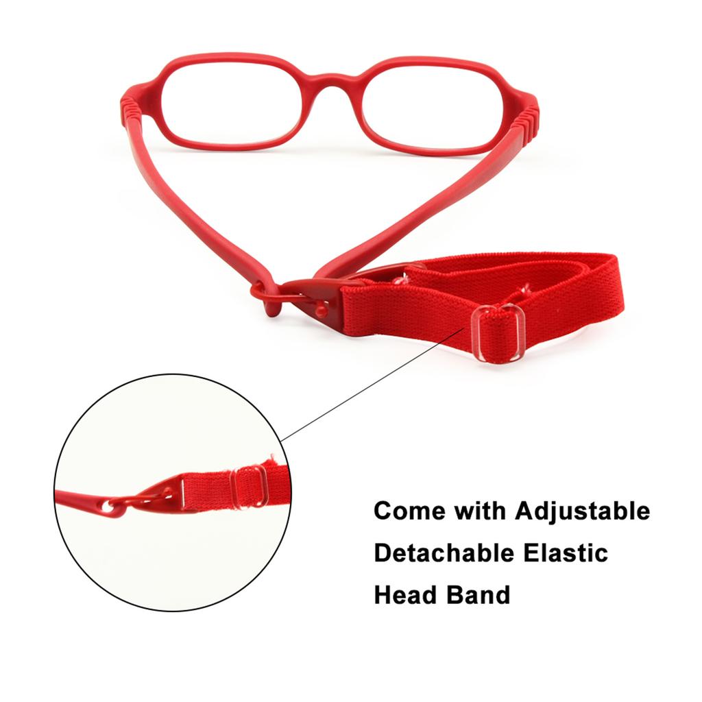 Baby Girls Boys Optical Glasses with Strap Size 39 Flexible Frame No Screw One-piece Band Cord Retainer