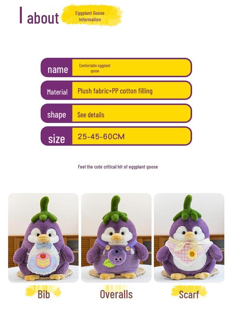 Adorable Eggplant Penguin Plush Toy - Cosplay Goose Pillow for Kids' Birthdays