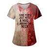 Women's Fashion Casual Halloween Printed Pocket T-shirt Tops