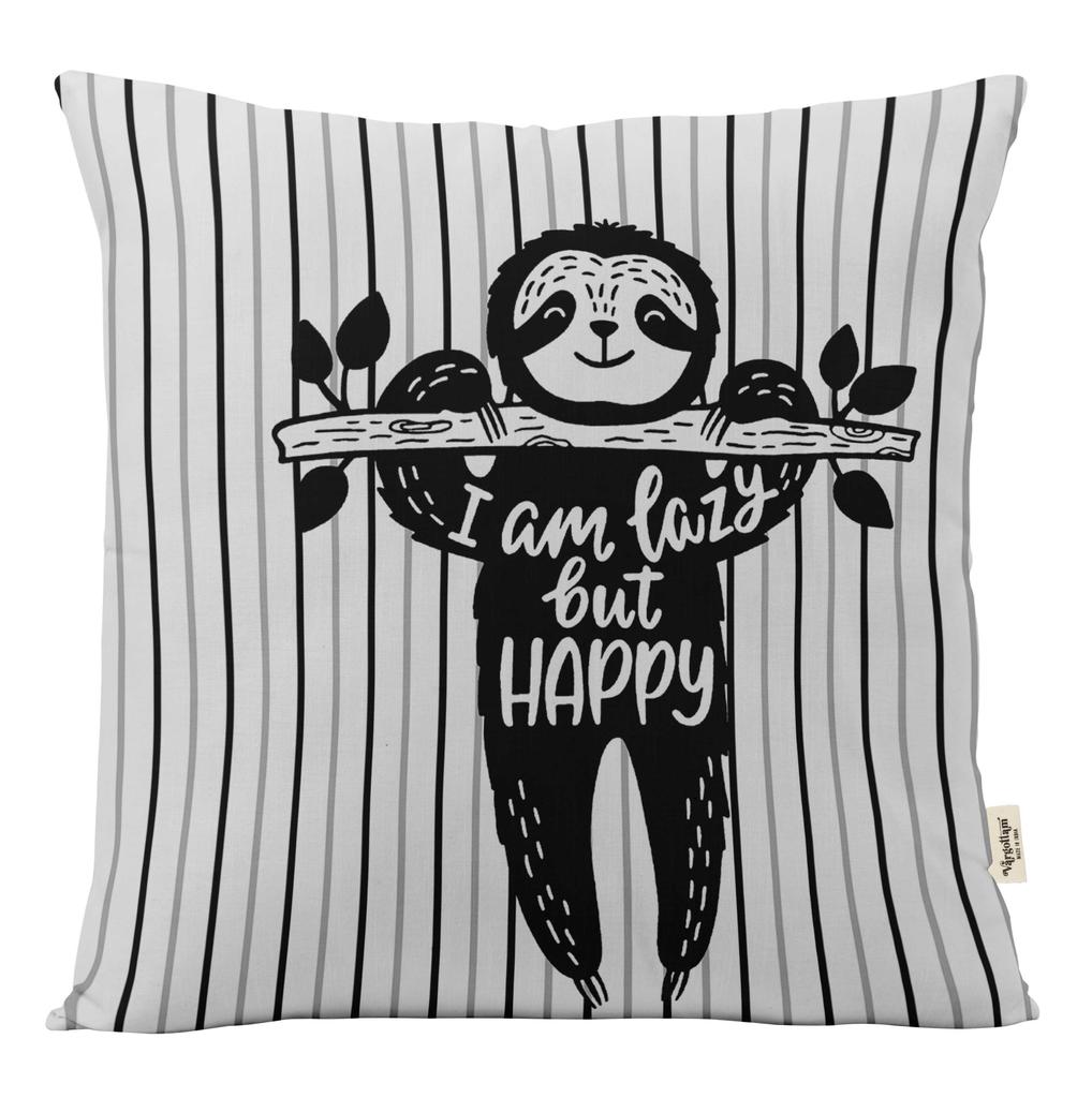 Vargottam Square Pillow Cover - Decorative Pillow Covers 12x12 Inches, Printed White & Black Theme Pillowcase,