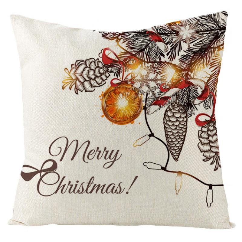 New Christmas Snowman Christmas Tree Linen Pillow Cover Festive Home Sofa Pillow Cover