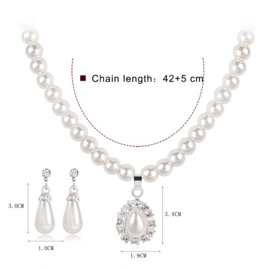 Royal Style Princess Imitation Pearl Teardrop Pendant Elegant Necklace Earrings