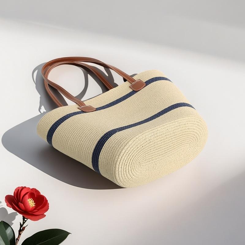 New Shoulder Straw Woven Bag Woven Bag Large Capacity Casual Versatile Fashion Women's Vacation Seaside Beach Woven Bag