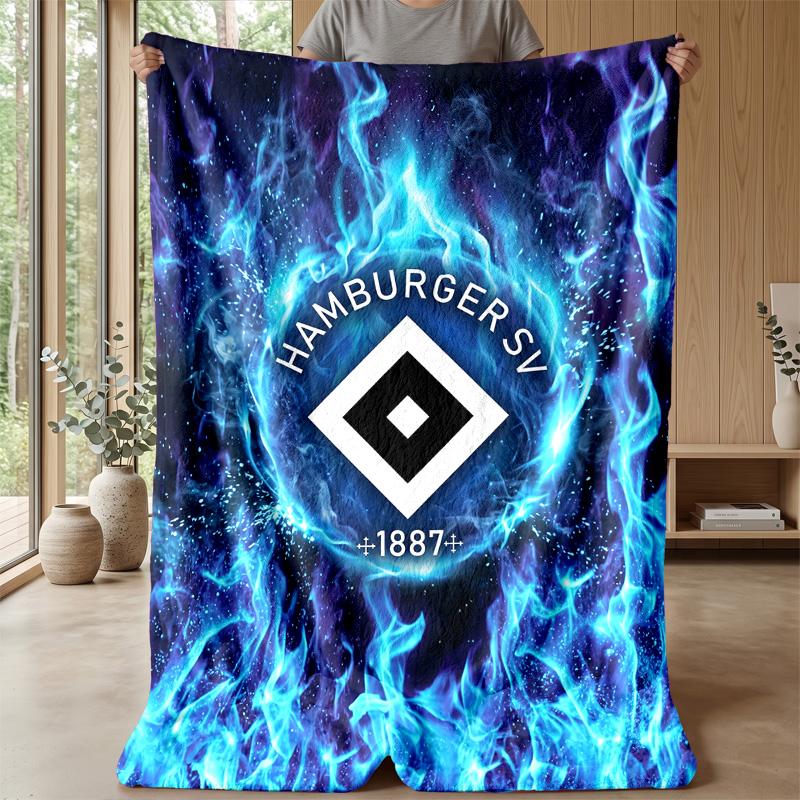 Hamburger SV Football Print Flannel Blanket, Soft Warm Lightweight Throw Blanket for Sofa Bed Camping