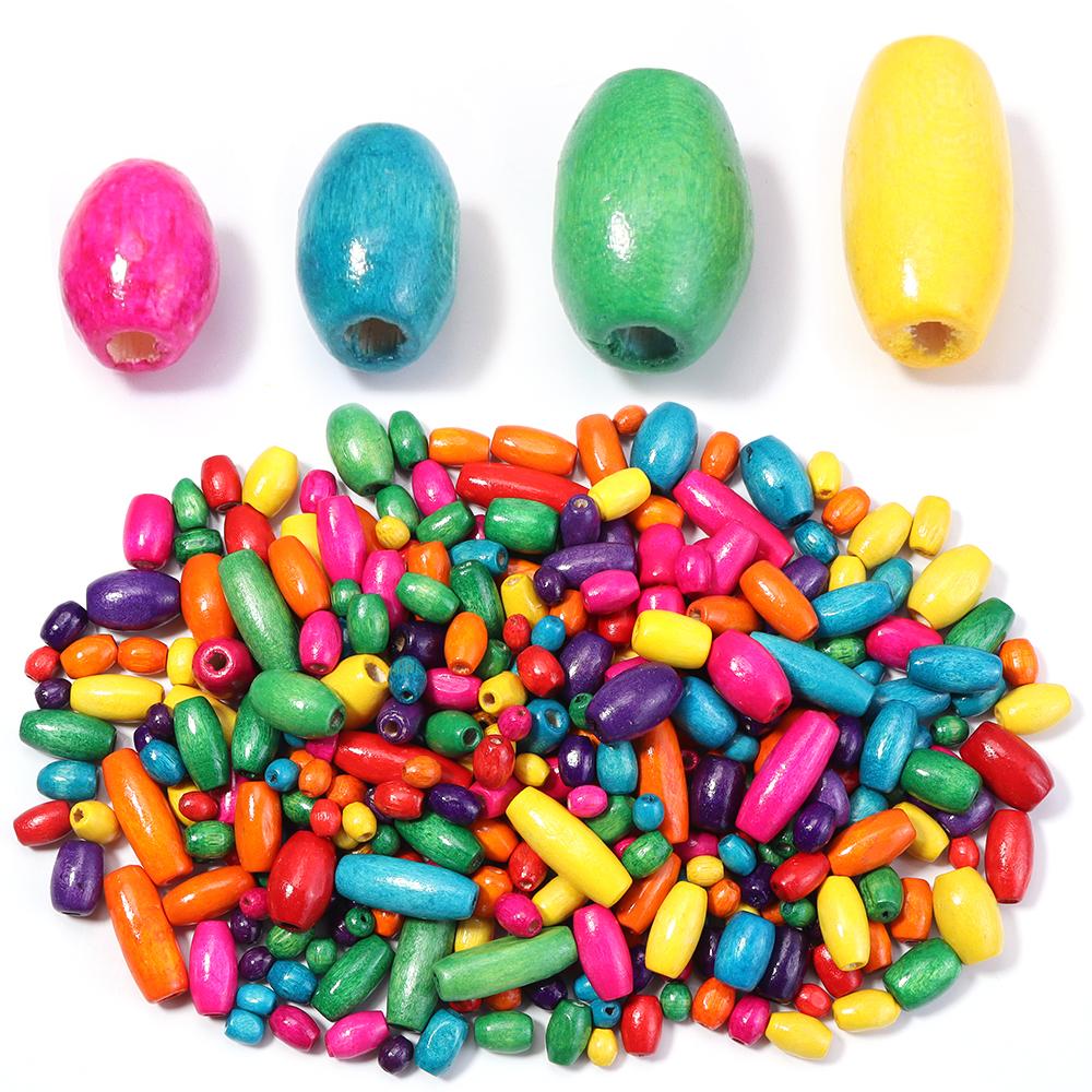 100-500pcs/lot Oval Natural Wooden Beads Baseball Shaped Wood Beads For Jewelry Making DIY Necklace Bracelet Loose Spacer Beads