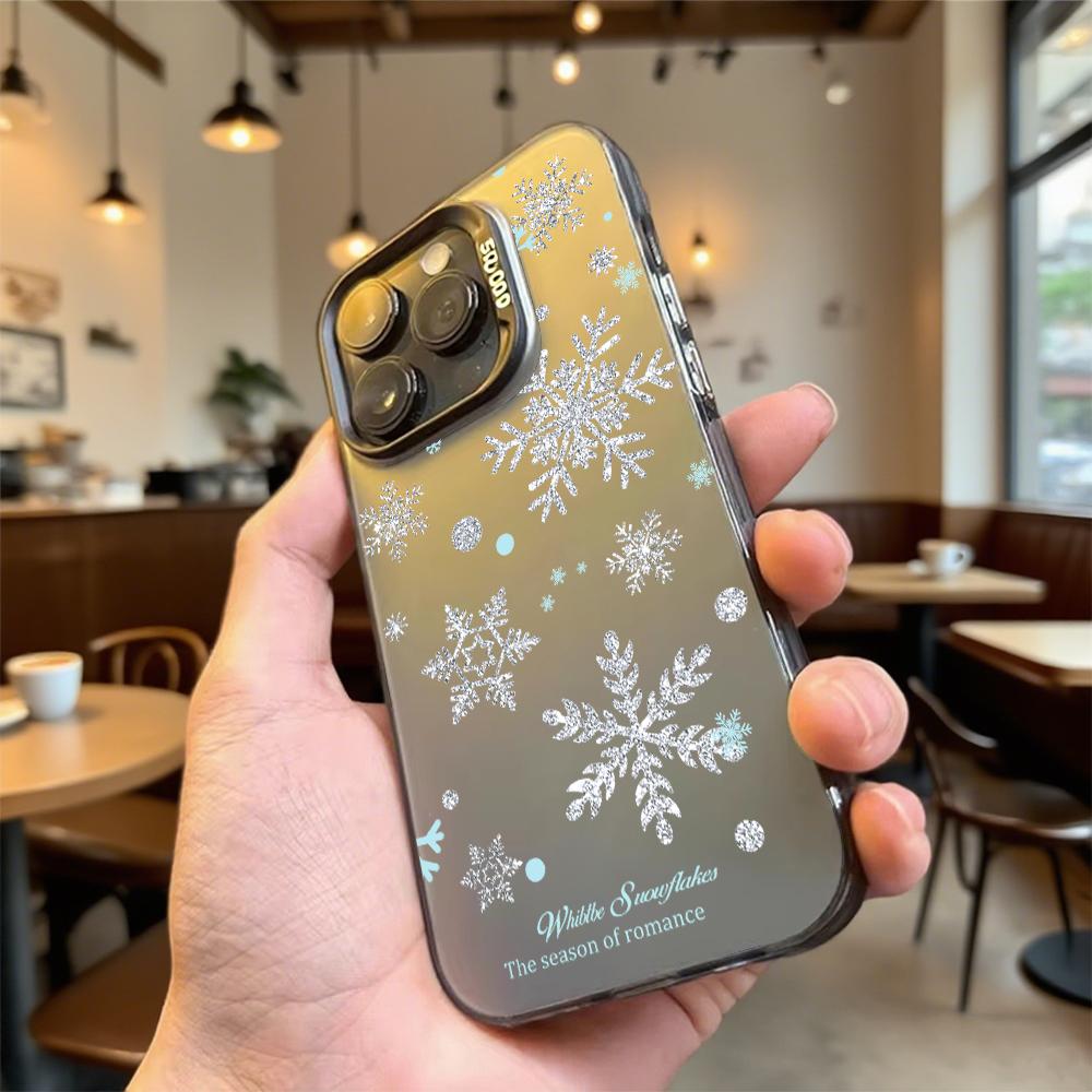 Silver Snowflakes Shockproof Phone Case for Iphone 16 15 14 13 12 11 Pro Max/Mini Anti-Scratch Premium Hard Cover