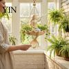 Small Pothos Hanging Container Fairy Ballet Dancer Mermaid Planter, Resin Decorative Flower Pot with Metal Chain, Wall Vase Outdoor Indoor Garden