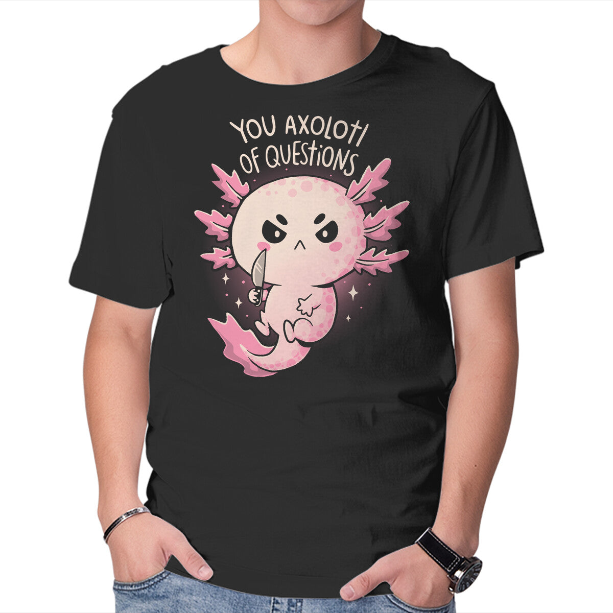 Unisex Crew Neck T-Shirt You Axolotl Of Questions Graphic Short Sleeve Casual Tee XXXL