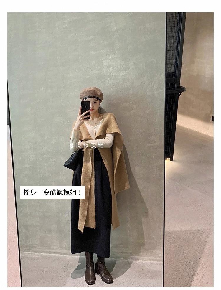 Kurze Stiefel Damen Braun Koreanische Kleine Stiefeletten Martin Stiefel Chelsea Skinny Stiefel Damen Französische Hohe Absätze Herbst und Winter