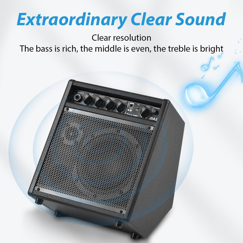25W Keyboard Wooden Guitars Amplifier Portable Electronic Drum Speaker Home Practice Rehearsals Electric Drums
