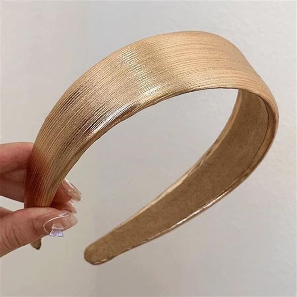 Wide Hair Hoop Shiny Gold Retro Headwear Fashion Leather Hairbands  Hair Accessories