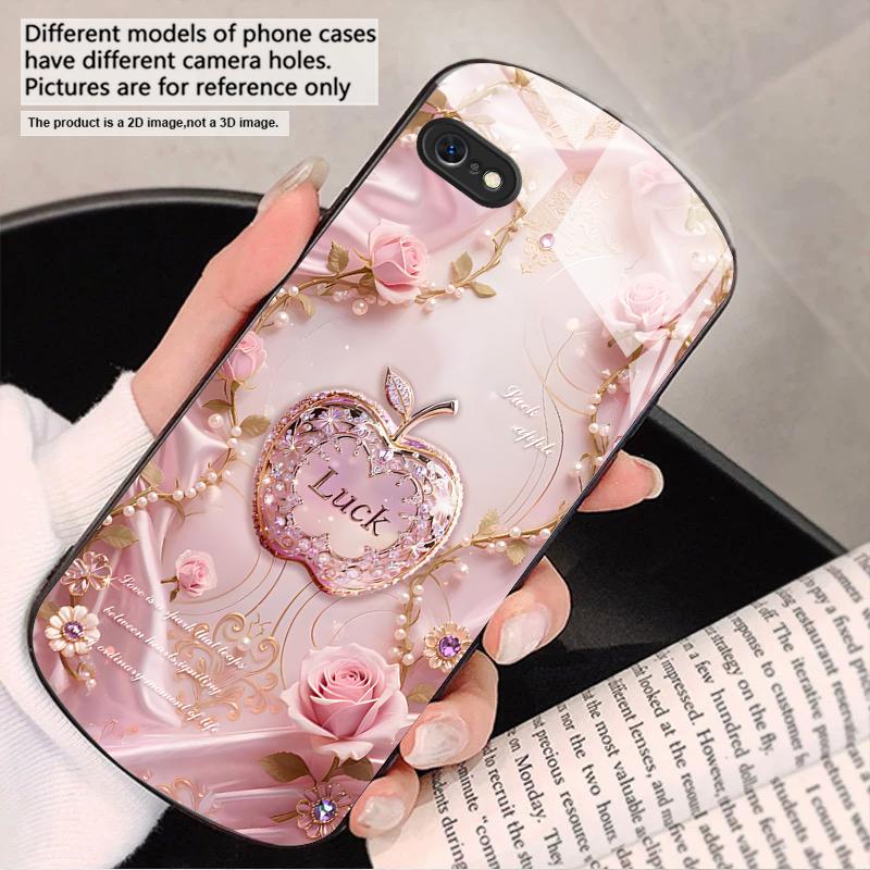 Lucky and Romantic Love For iPhone 17 16 15 14 13 Plus 12 Mini 11 Pro Max XR Xs Max X 7 8 6S 22 20 Elliptical Glass Phone Case